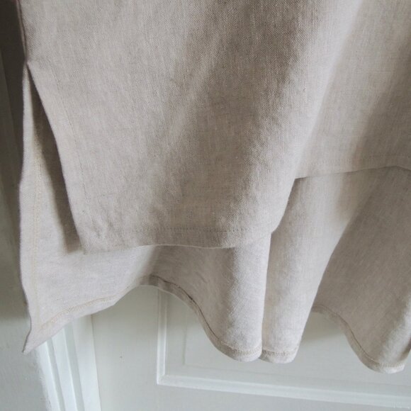 Tan 100% Linen High Low Peplum Back Lagenlook Tunic XL/1X - Picture 7 of 11